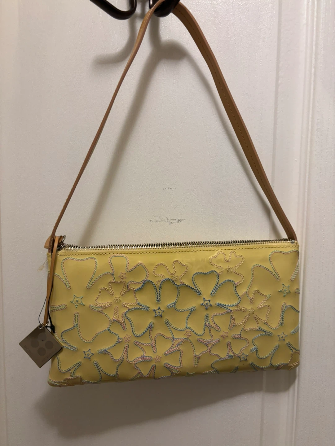 BCBGirls Yellow Embroidered Clutch Purse
