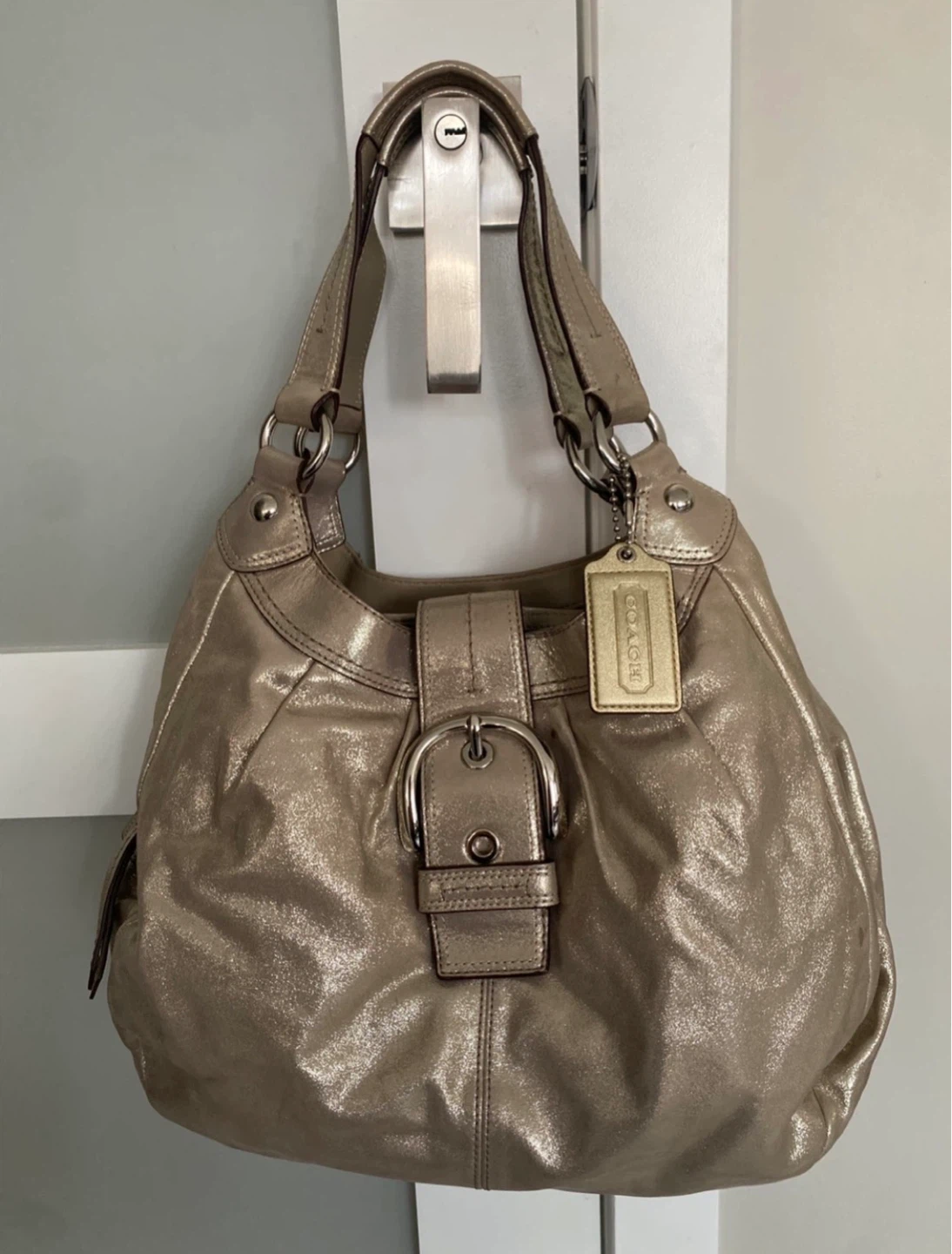 Coach Metallic Gold Leather Hobo Bag