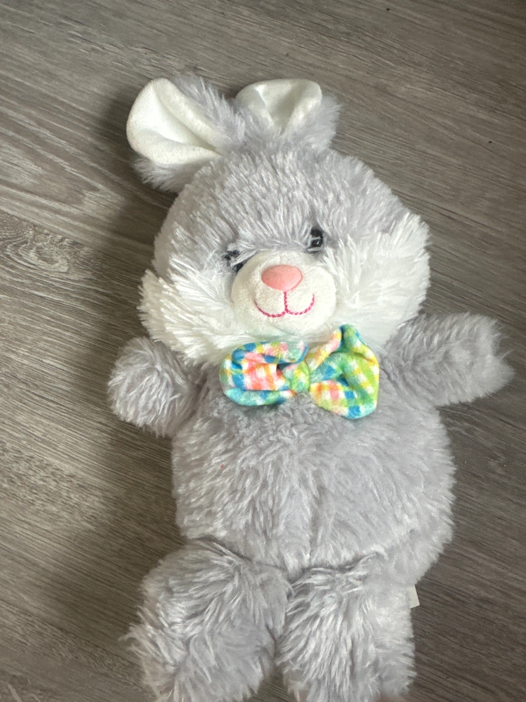 Plush Grey Bunny with Bow Tie