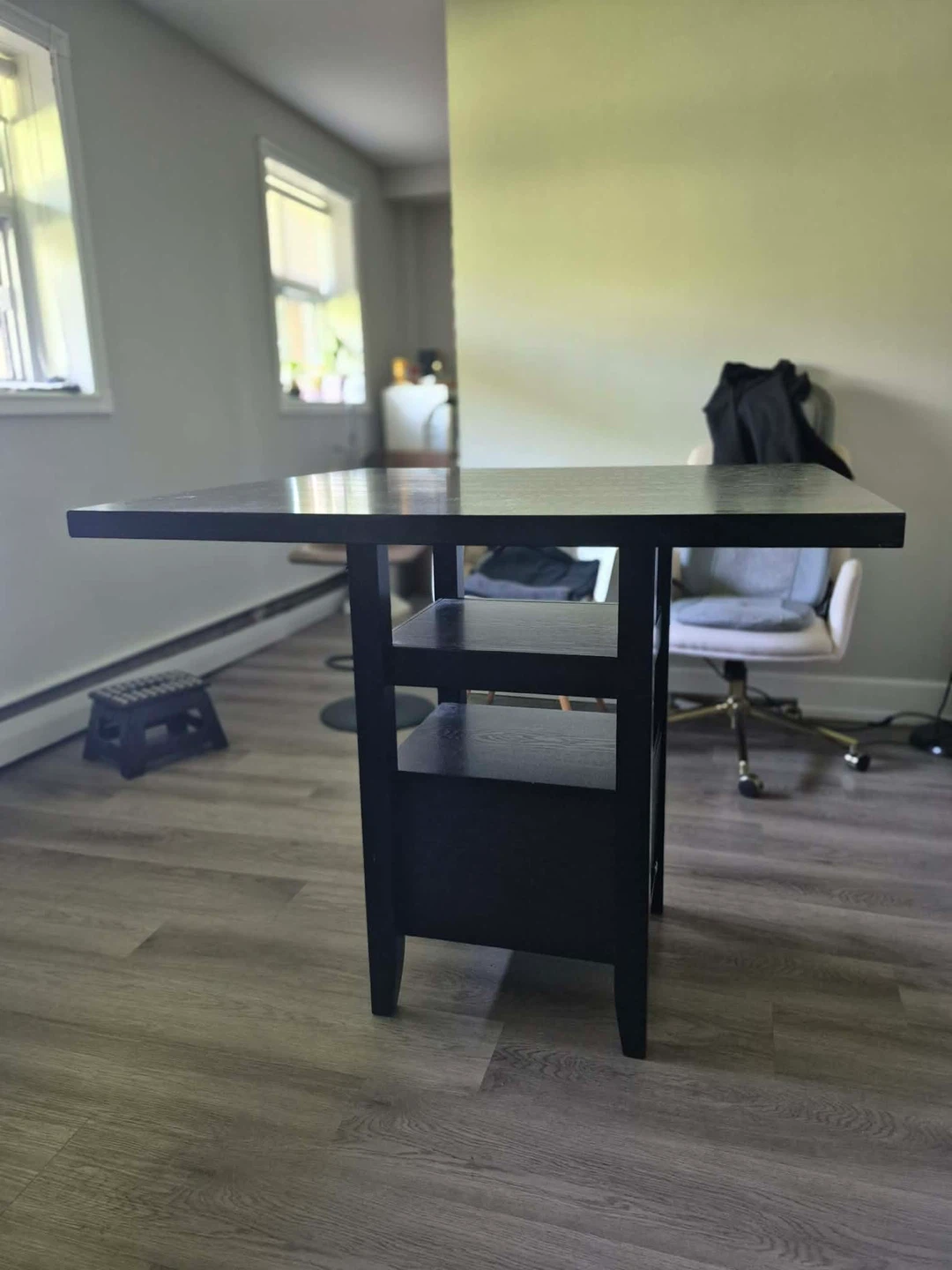 Dark Wood Dining Table with Shelving