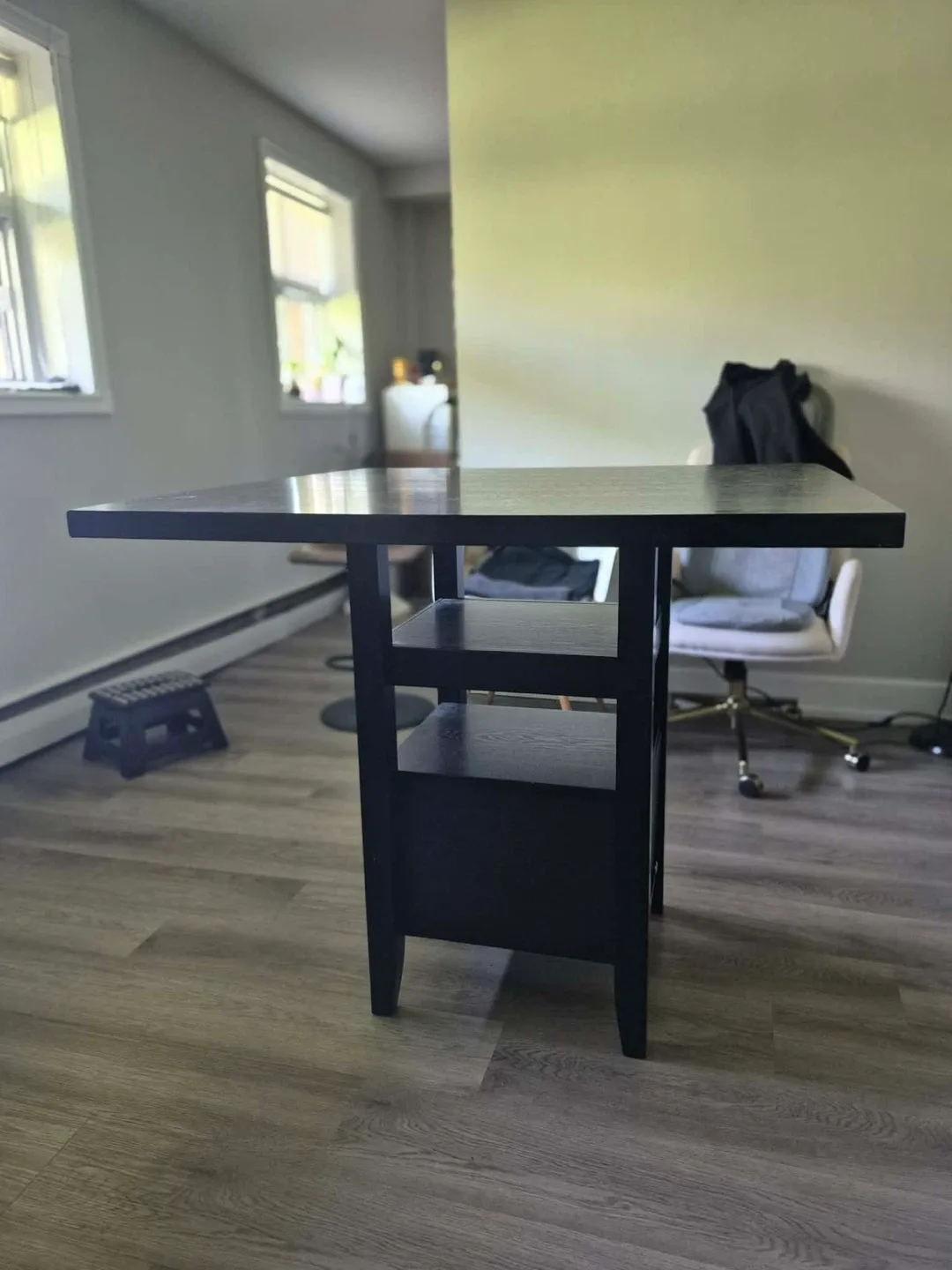 Dark Wood Dining Table with Shelving