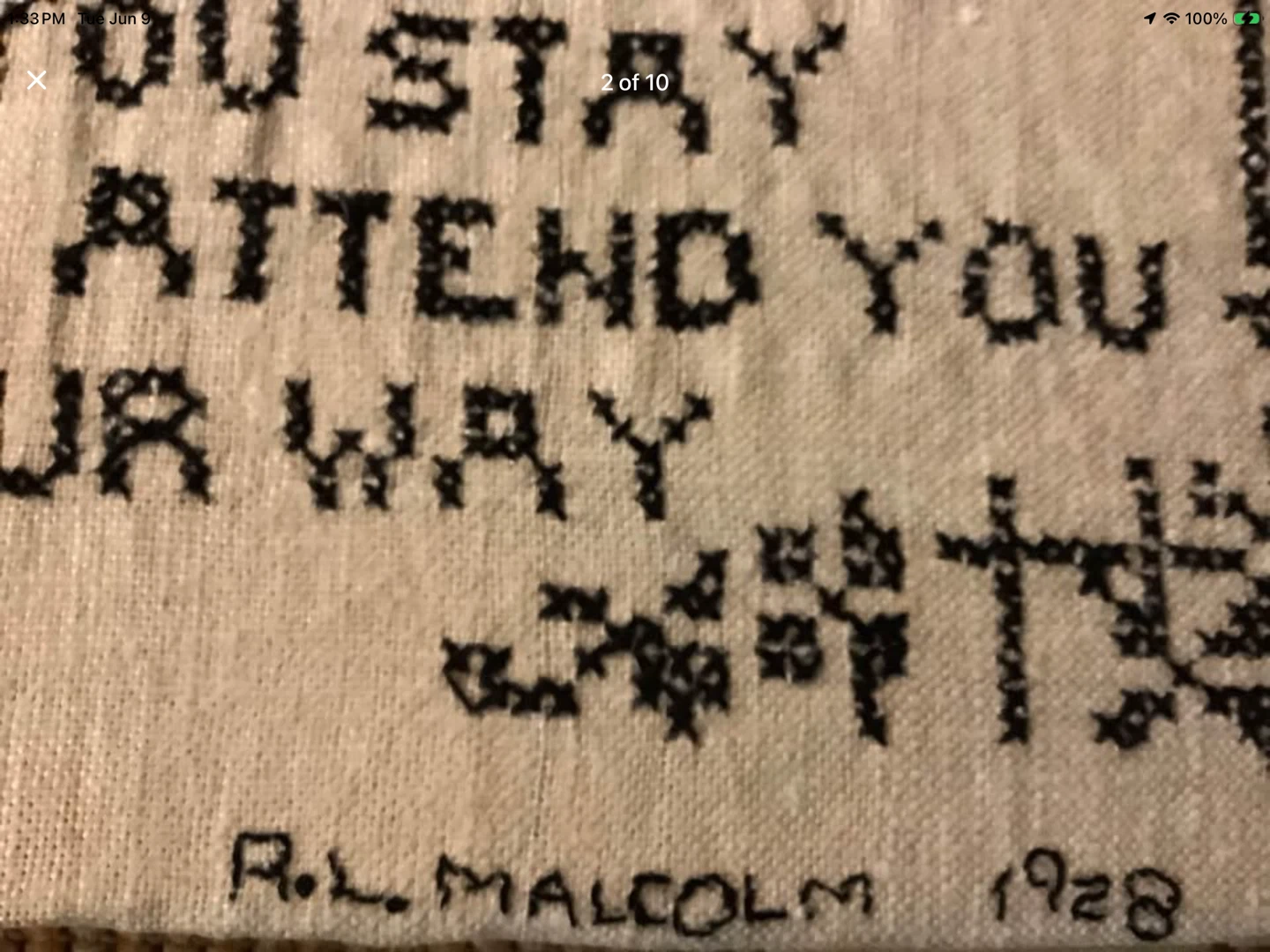 Antique 1928 Sampler by “R.L. Malcolm” - photo 2