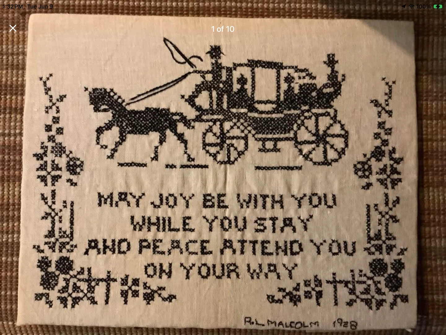 Antique 1928 Sampler by “R.L. Malcolm”