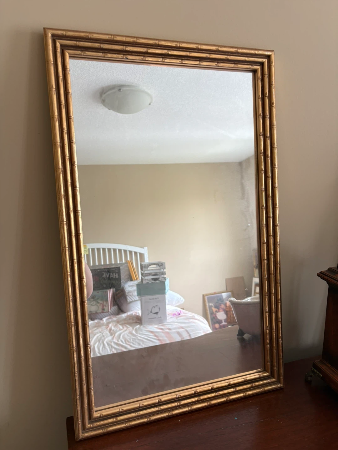 Gold Bamboo Frame Mirror - photo 2