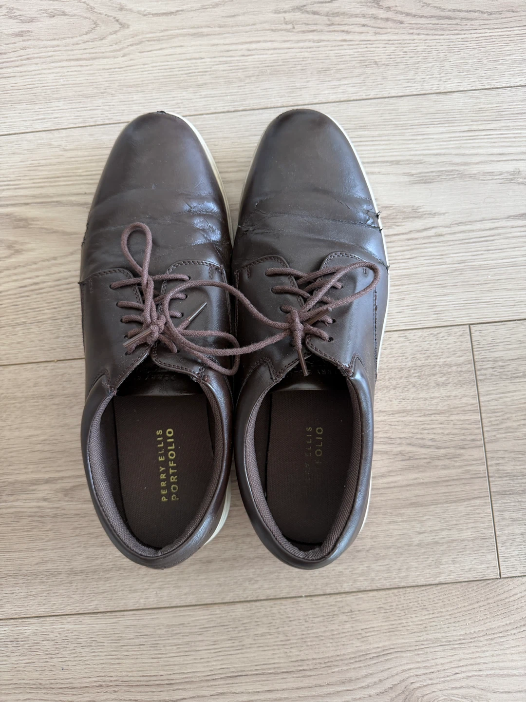 Brown Leather Perry Ellis Sneakers Size 12