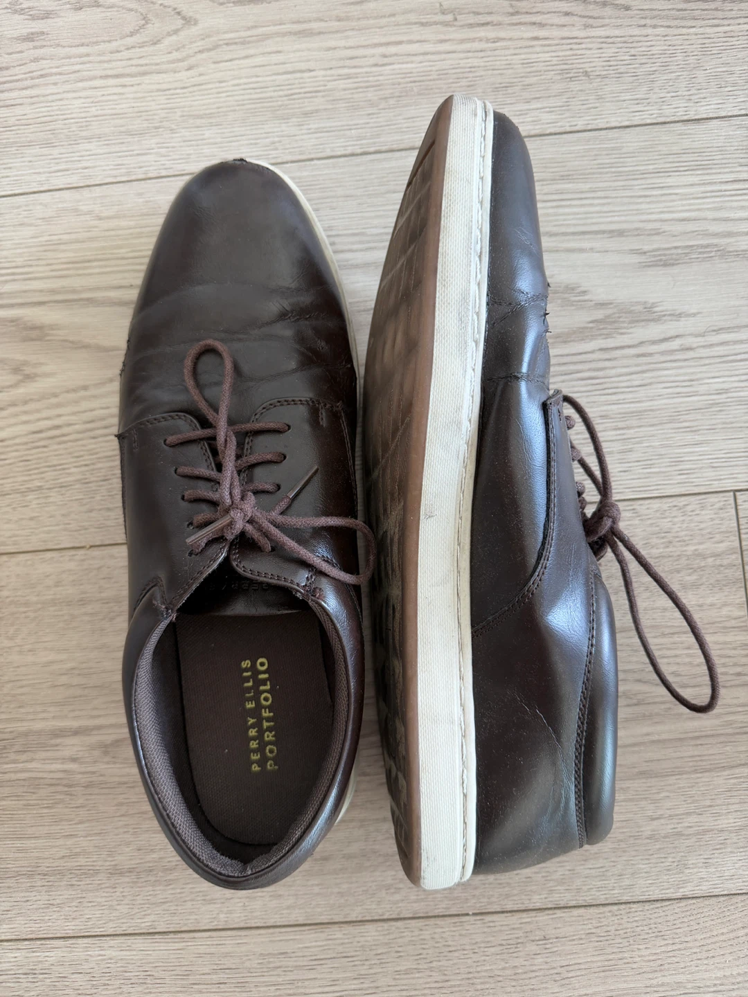 Brown Leather Perry Ellis Sneakers Size 12 - photo 2