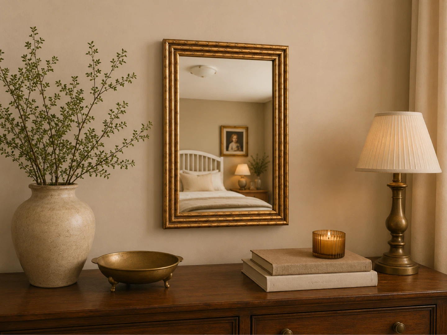 Gold Bamboo Frame Mirror