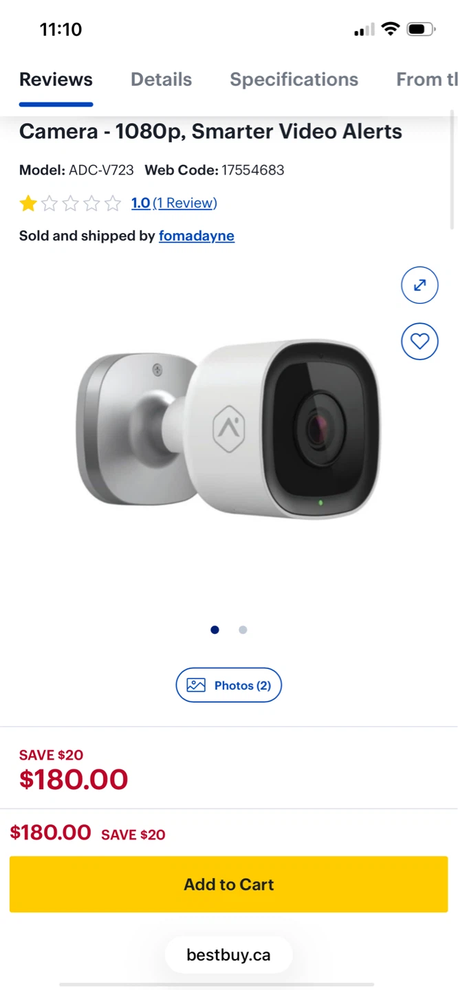 Alarm.com Outdoor Wi-Fi Security Camera 1080p - photo 5