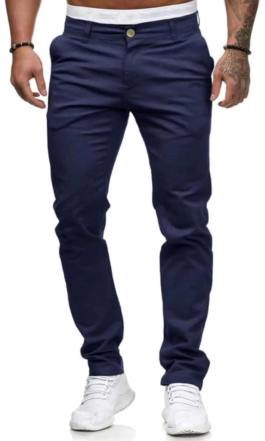 Men's Navy Blue Skinny Slim Fit Denim Pants