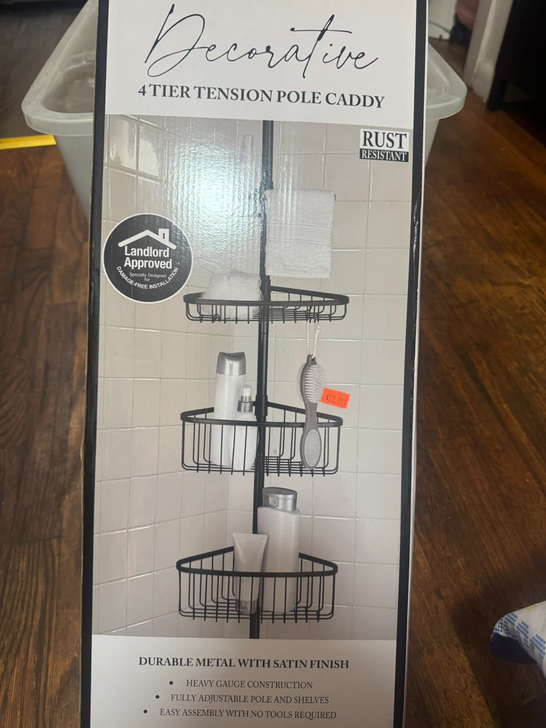 Decorative 4 Tier Tension Pole Caddy