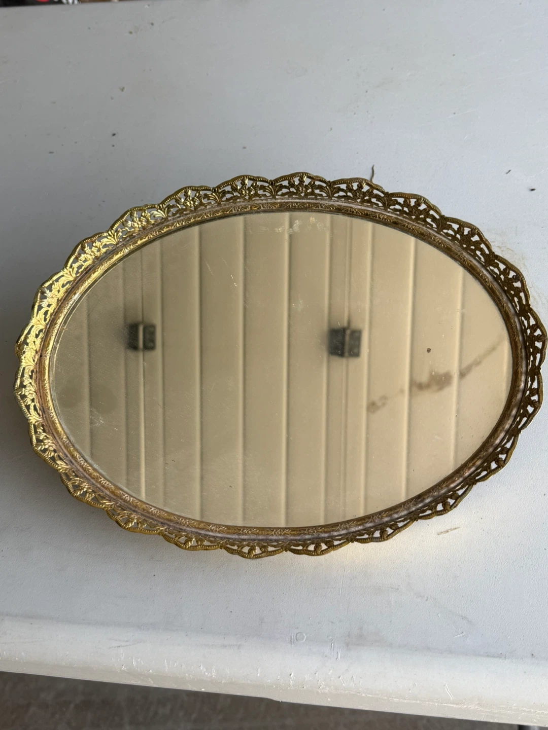 Vintage Gold Tone Vanity Tray