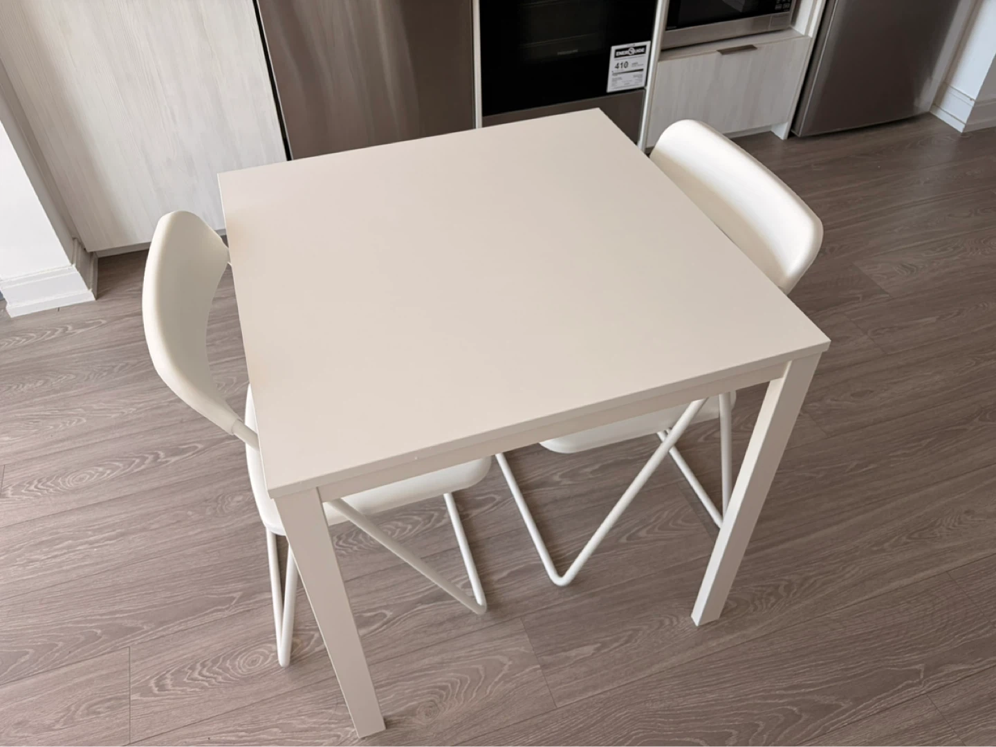 White Dining Table with Two Chairs