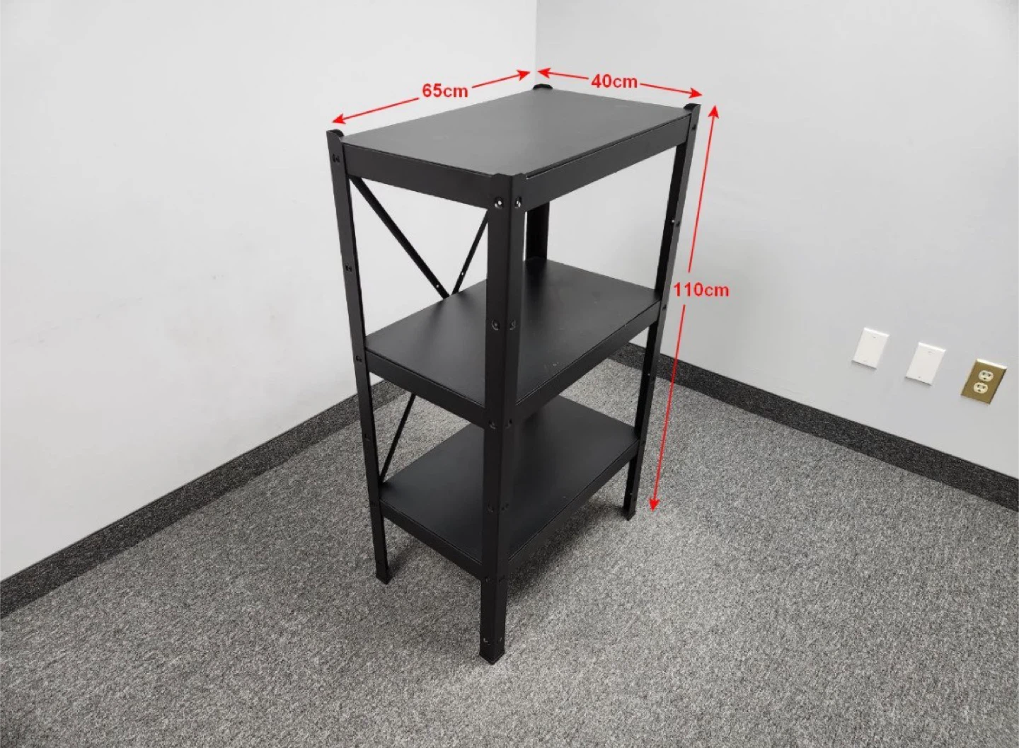 Black 3-Tier Shelving Unit - photo 2
