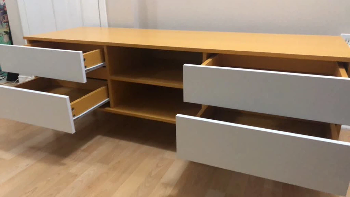 Mid-Century Modern Style TV Stand with 4 Drawers - photo 3