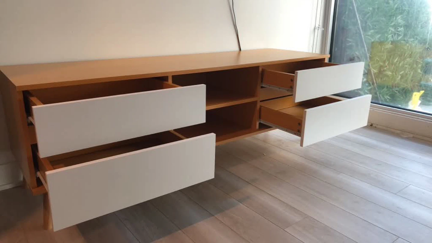 Mid-Century Modern Style TV Stand with 4 Drawers - photo 2