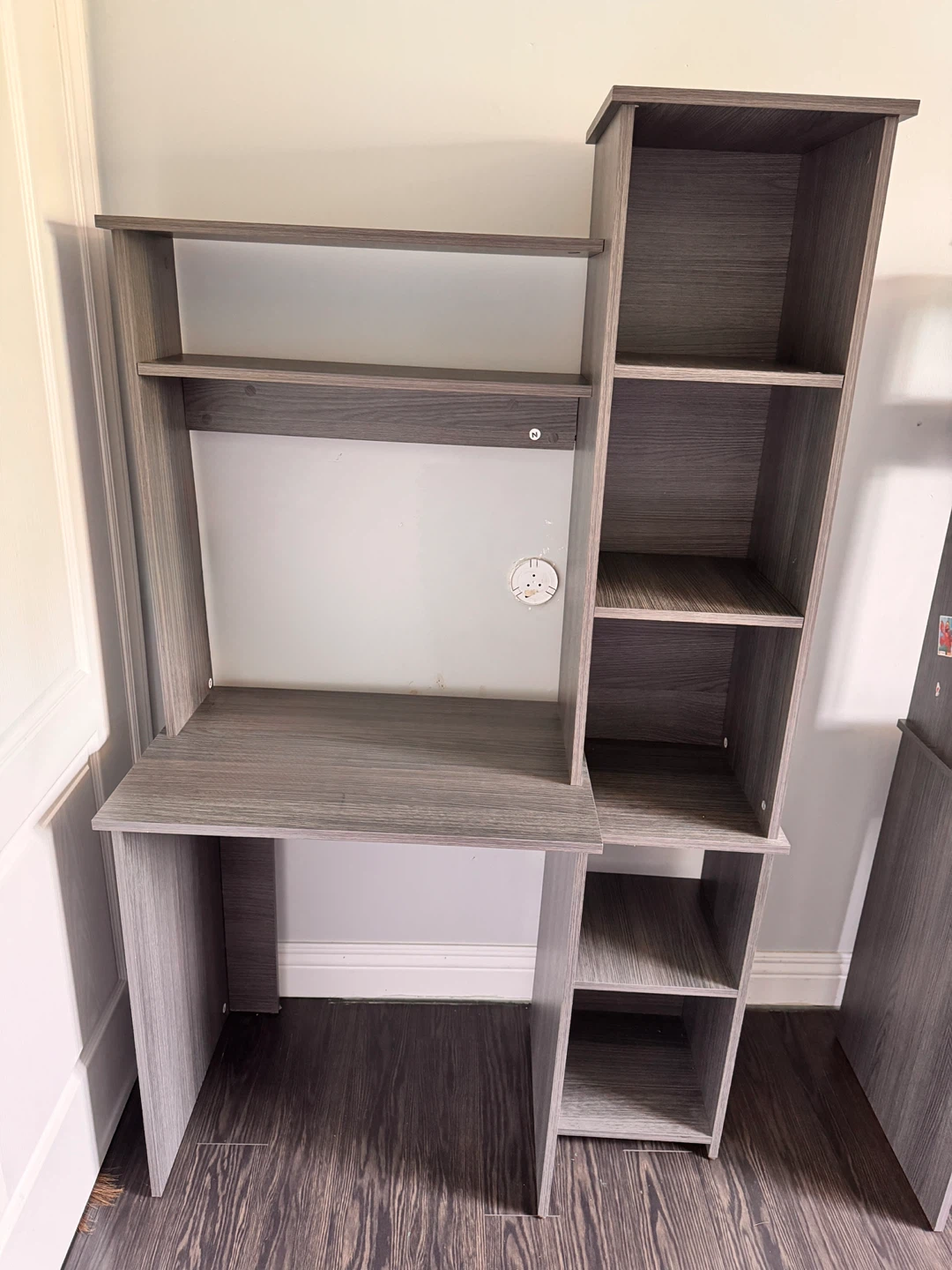 Grey Computer Desk with Shelving Unit