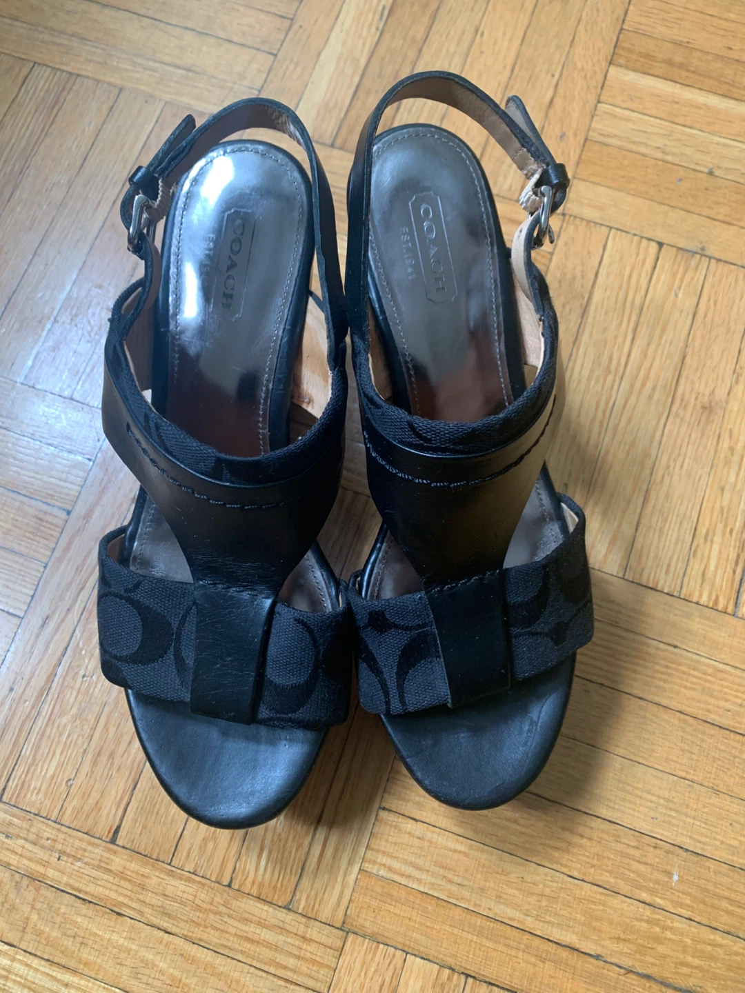 COACH Black Wedge Sandals US 7 B Women’s