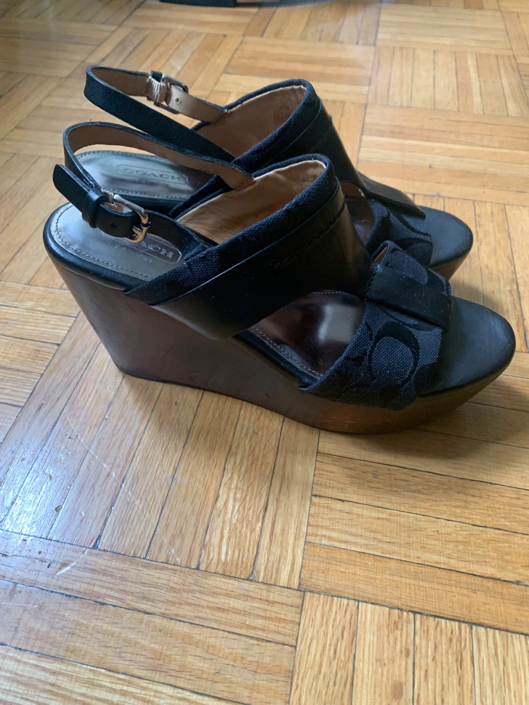 COACH Black Wedge Sandals US 7 B Women’s - photo 2