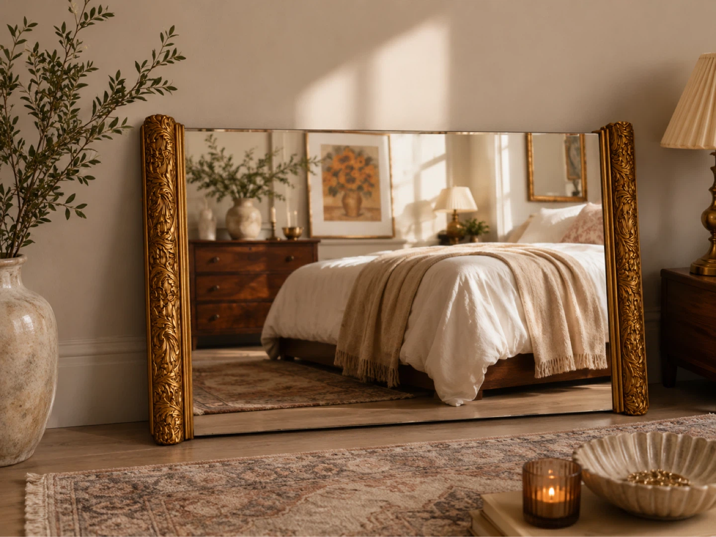 Ornate Gold Framed Wall Mirror