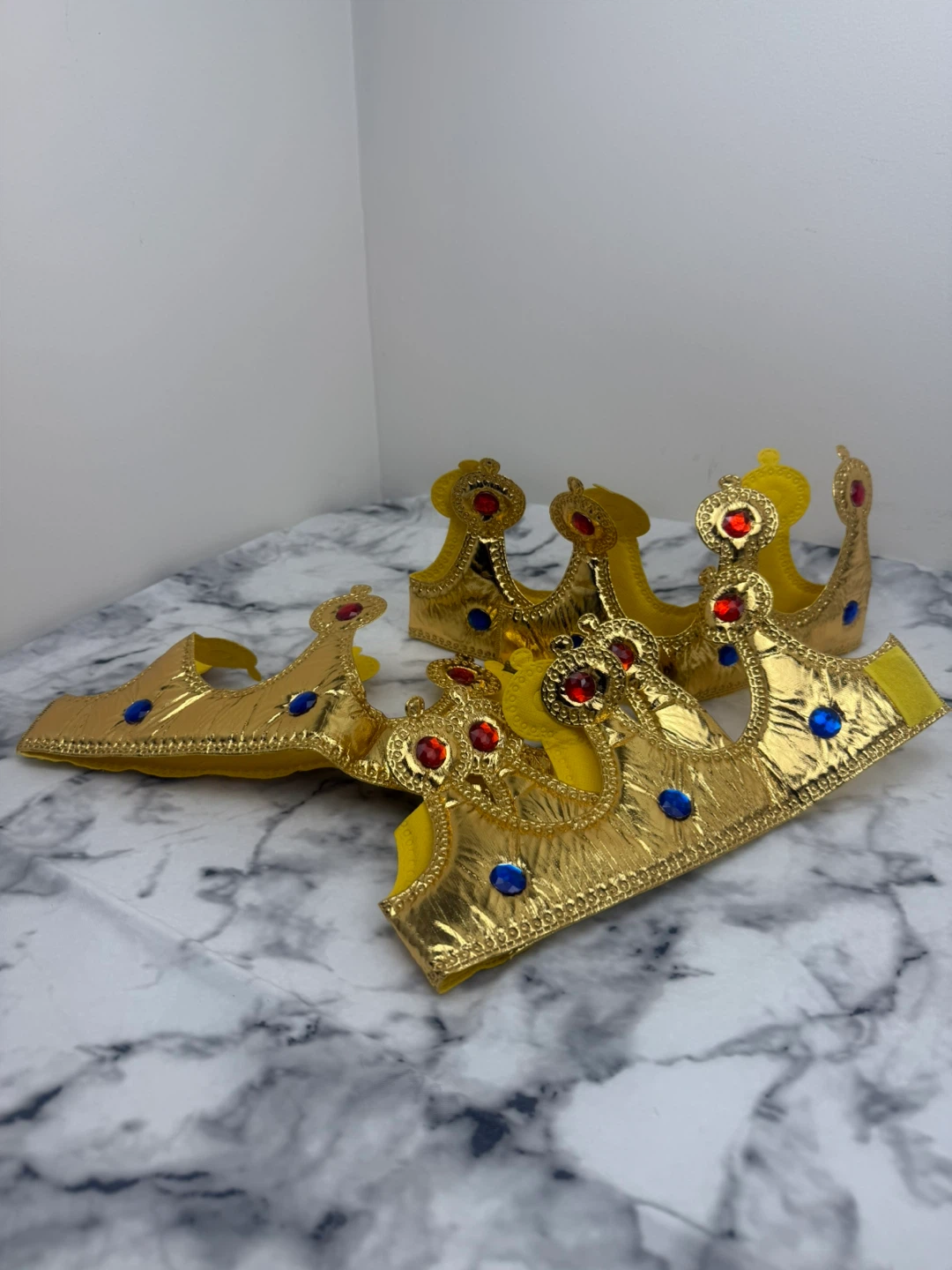 Gold Crowns with Red and Blue Gems - Set of 4