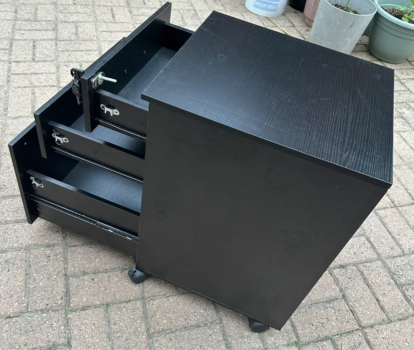 🔥Moving Sale🔥 Black 3-Drawer Rolling File Cabinet - photo 4