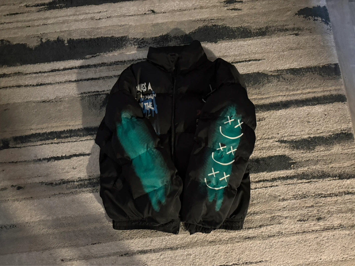 Freshniss Black Puffer Jacket with Graffiti Design - photo 3