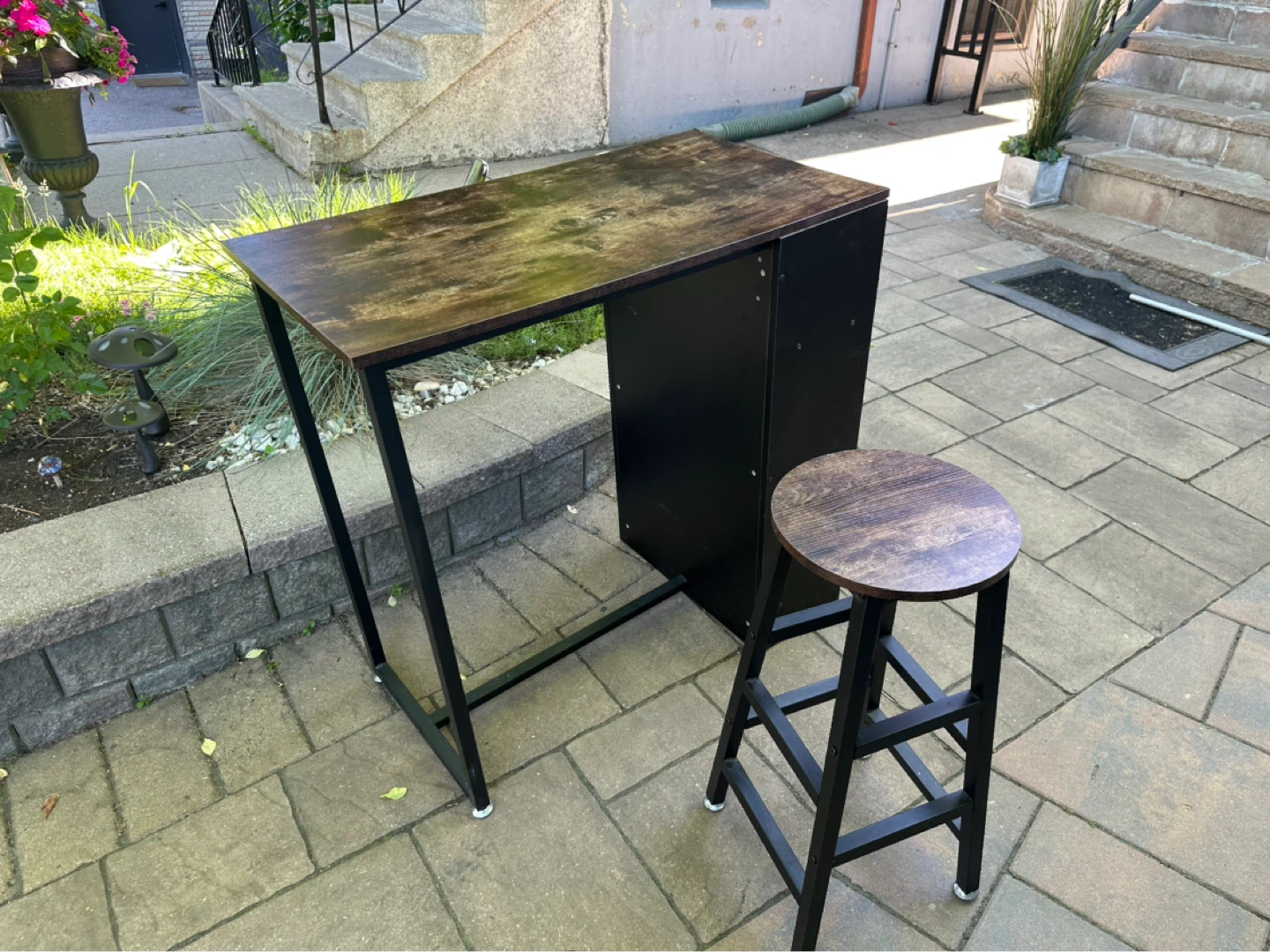 Bar Table with Stool and Shelving