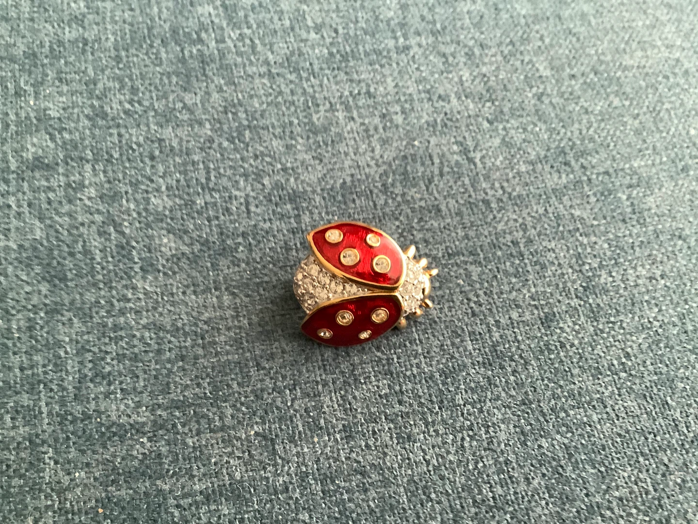Vt Swarovski Ladybug Pin Enamelled in Red w White Rhinestones 🐞 - photo 4