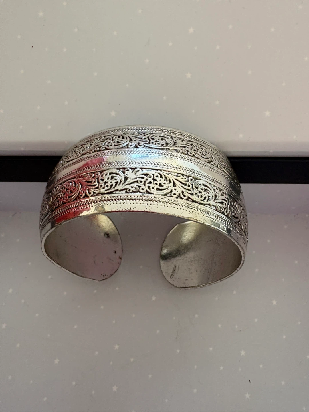 Ornate Silver-Tone Cuff Bracelet - photo 2
