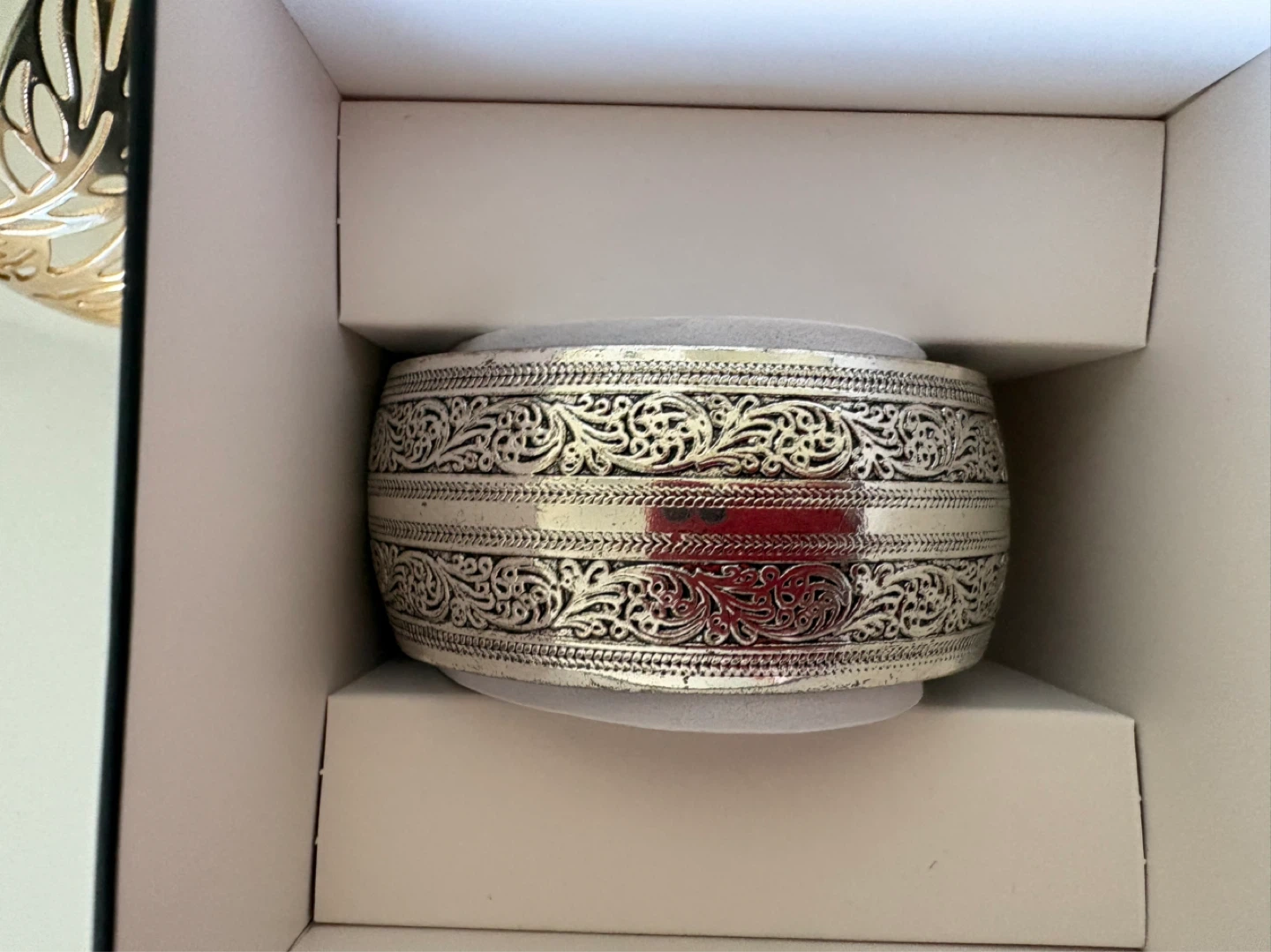 Ornate Silver-Tone Cuff Bracelet