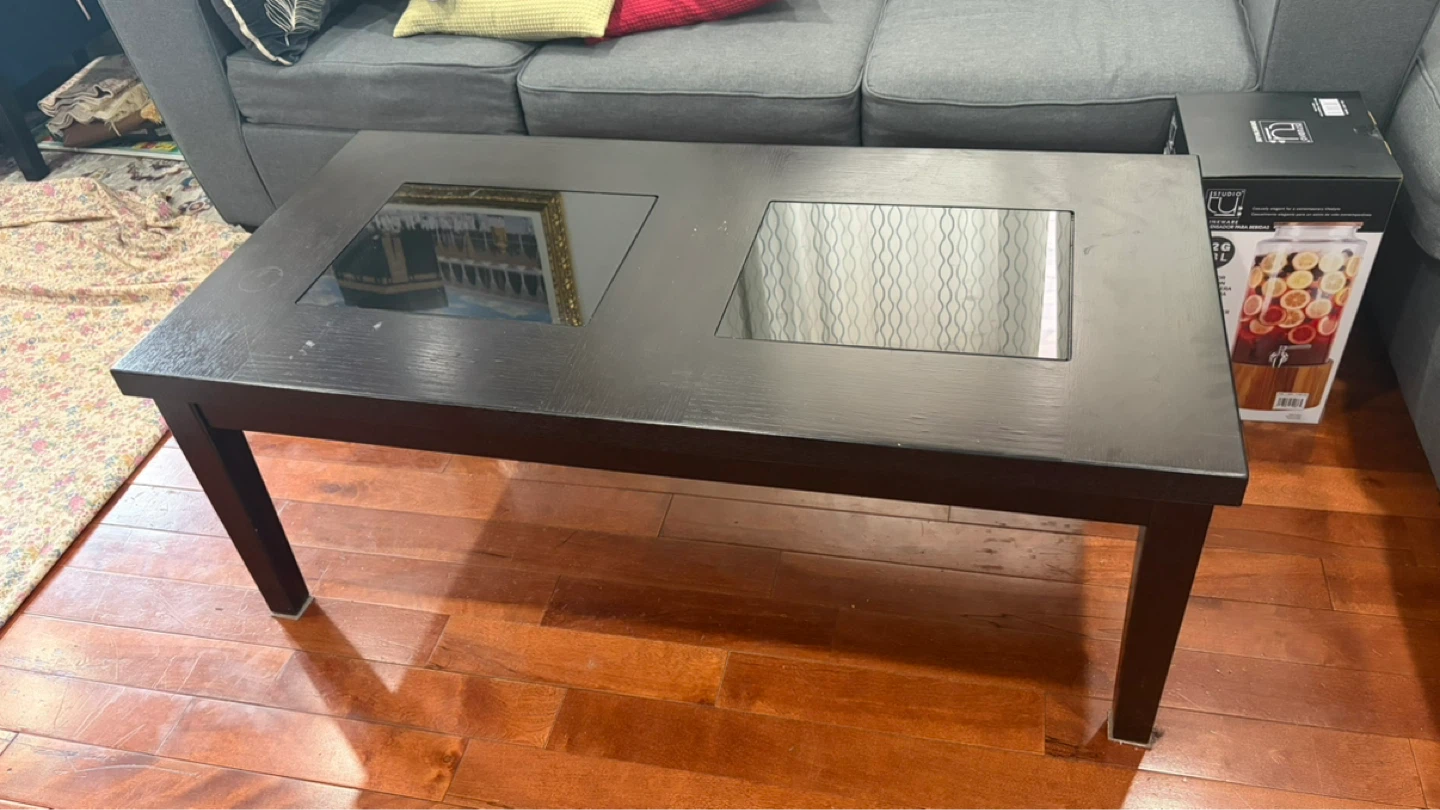 Dark Brown Coffee Table with Glass Inserts - photo 2