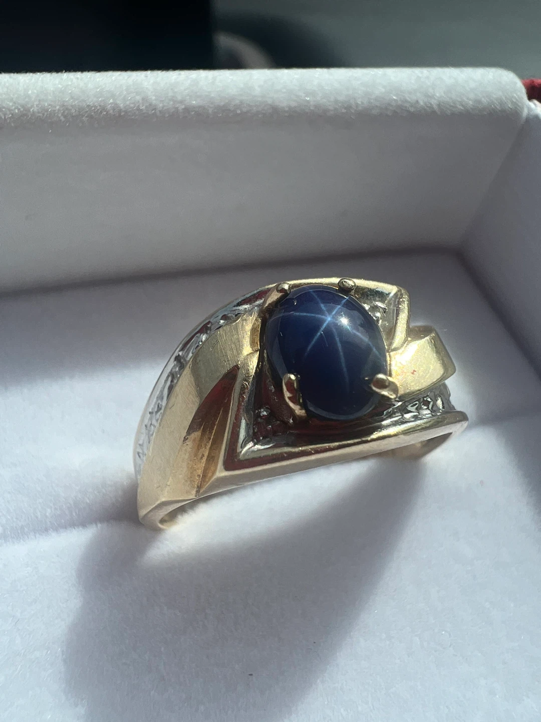 10 k Men's Gold Star Sapphire and Diamond Ring - photo 5