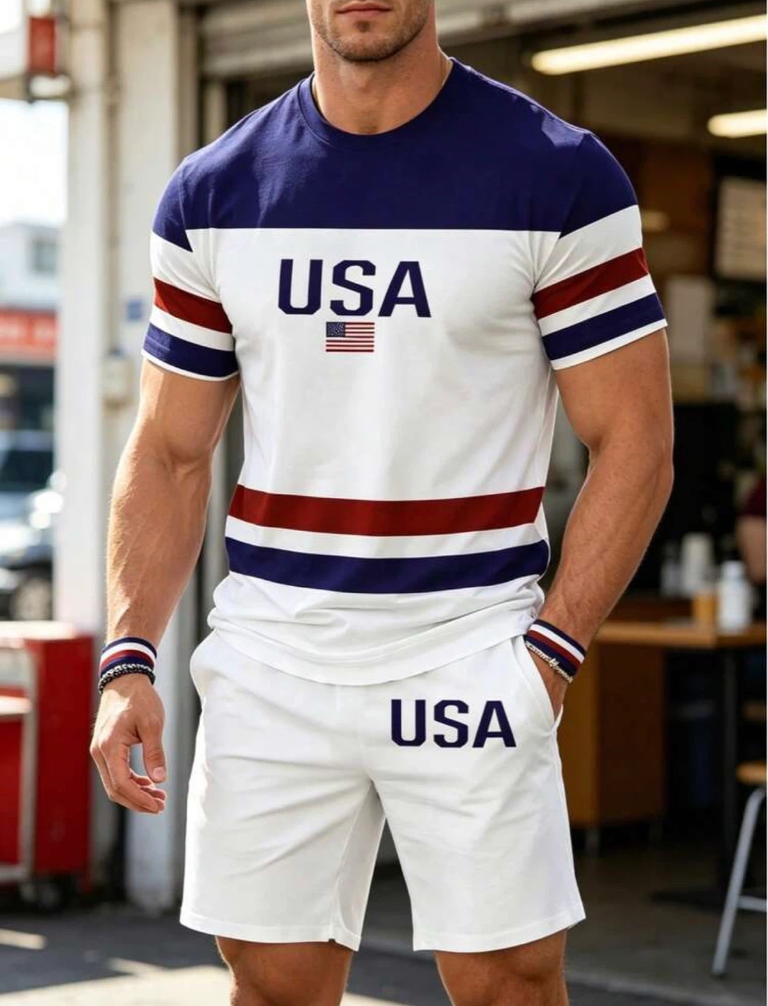 USA Themed T-Shirt and Shorts Set