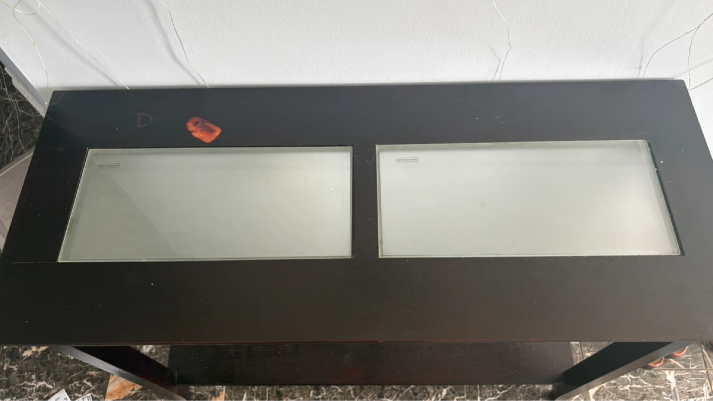 Dark Wood Console Table with Glass Inserts - photo 4