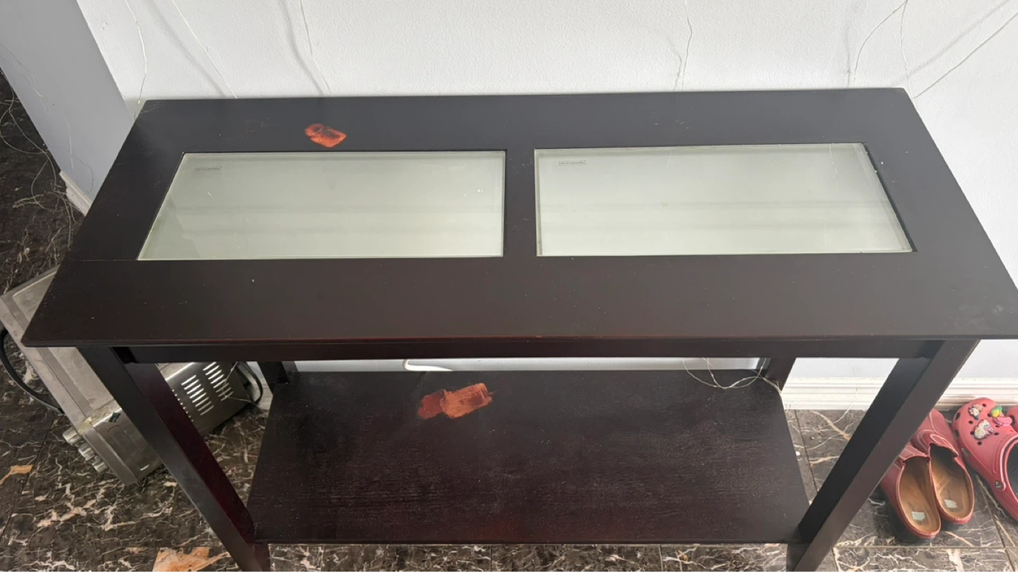 Dark Wood Console Table with Glass Inserts - photo 3