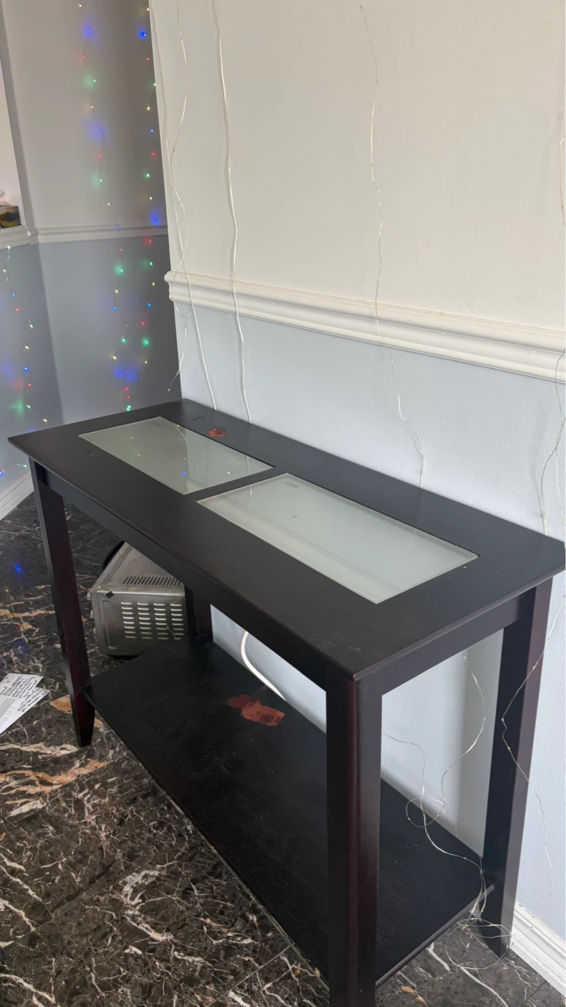 Dark Wood Console Table with Glass Inserts - photo 2