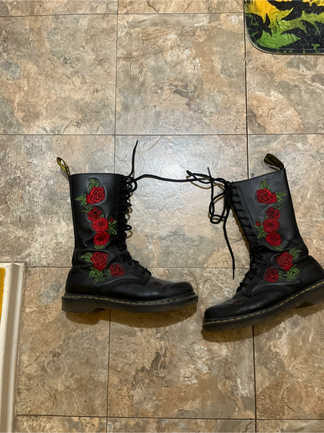 Dr. Martens Black Leather Rose Boots