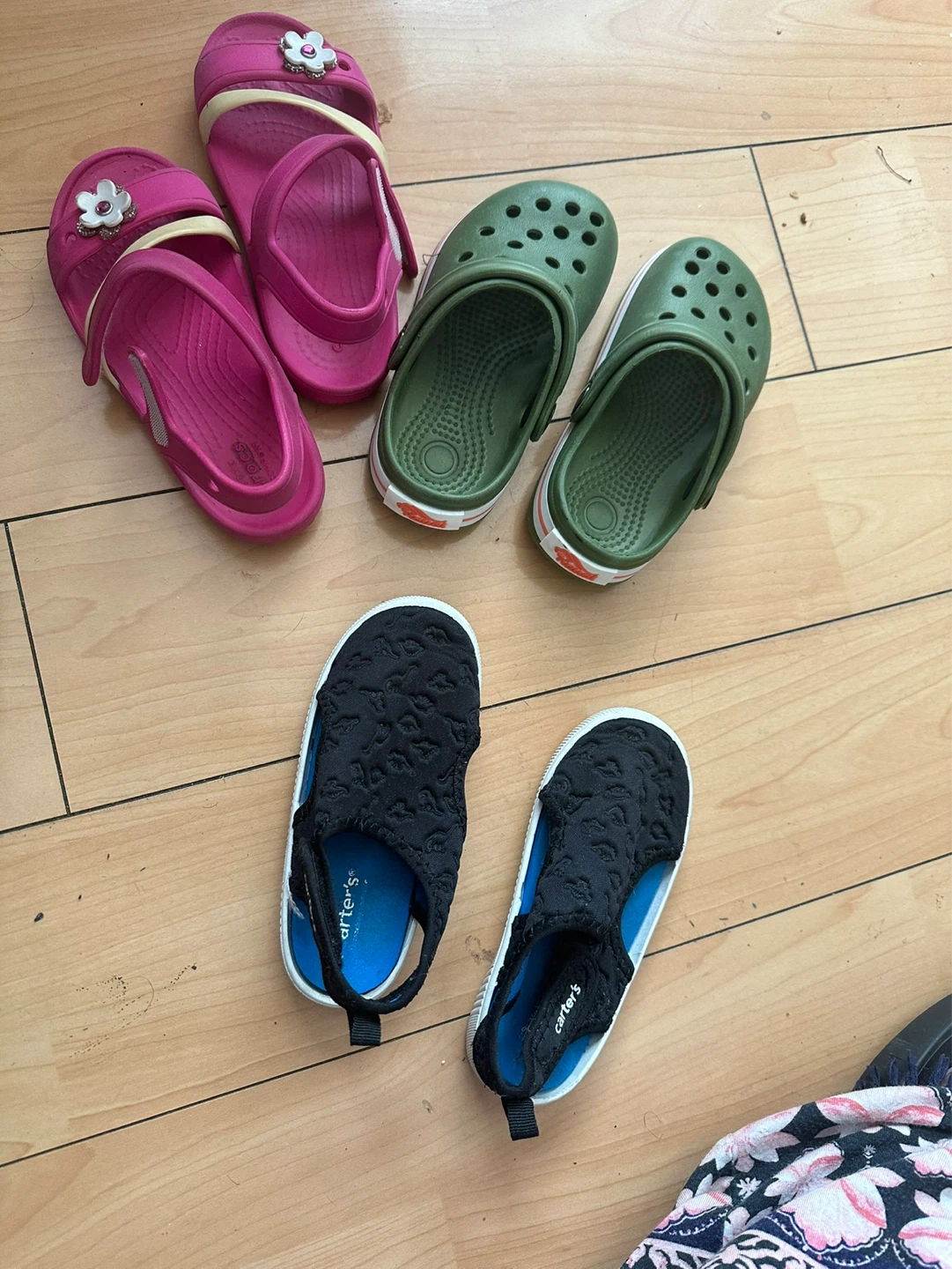 Kids' Shoes Bundle: Crocs, Carter's Sandals & Pink Slides