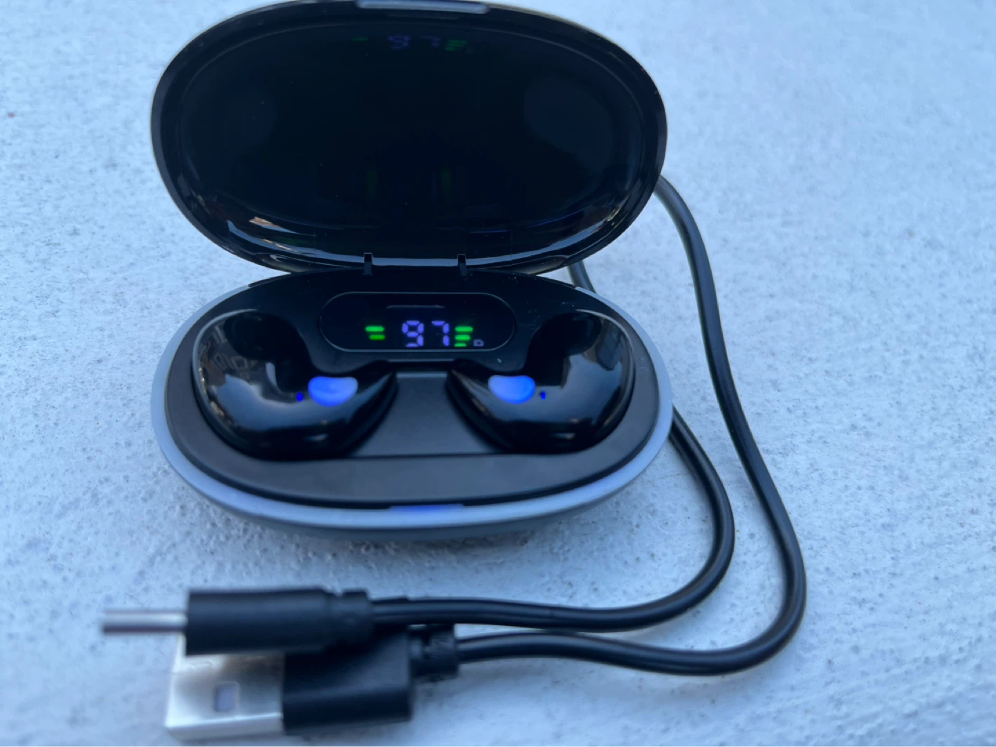 Black Wireless Earbuds with Charging Case