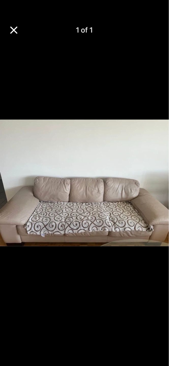 Beige Leather Sofa