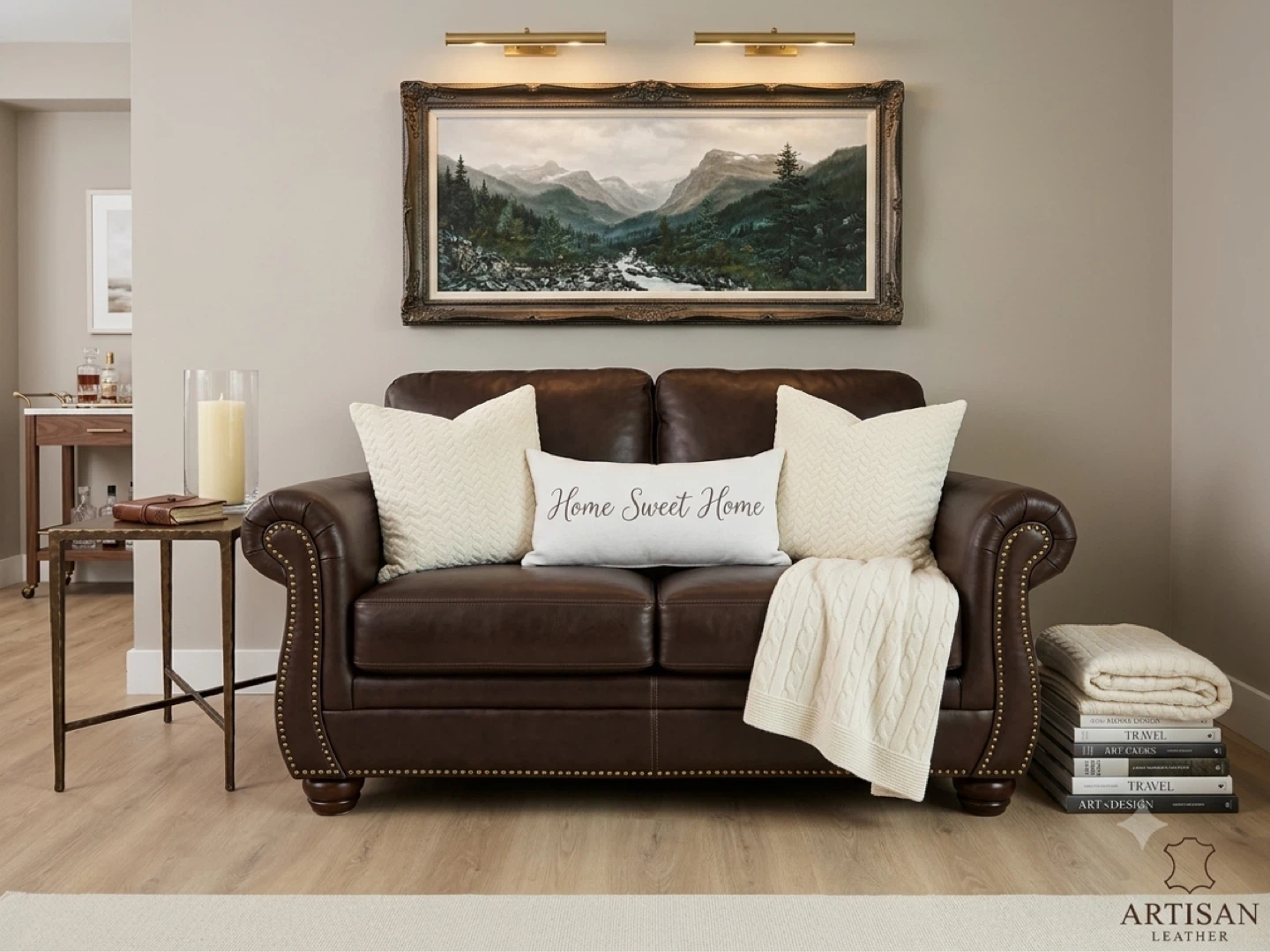 Dark Brown Leather Sofa - photo 2