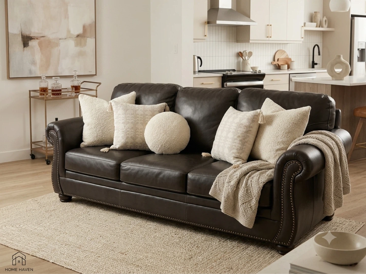 Dark Brown Leather Sofa