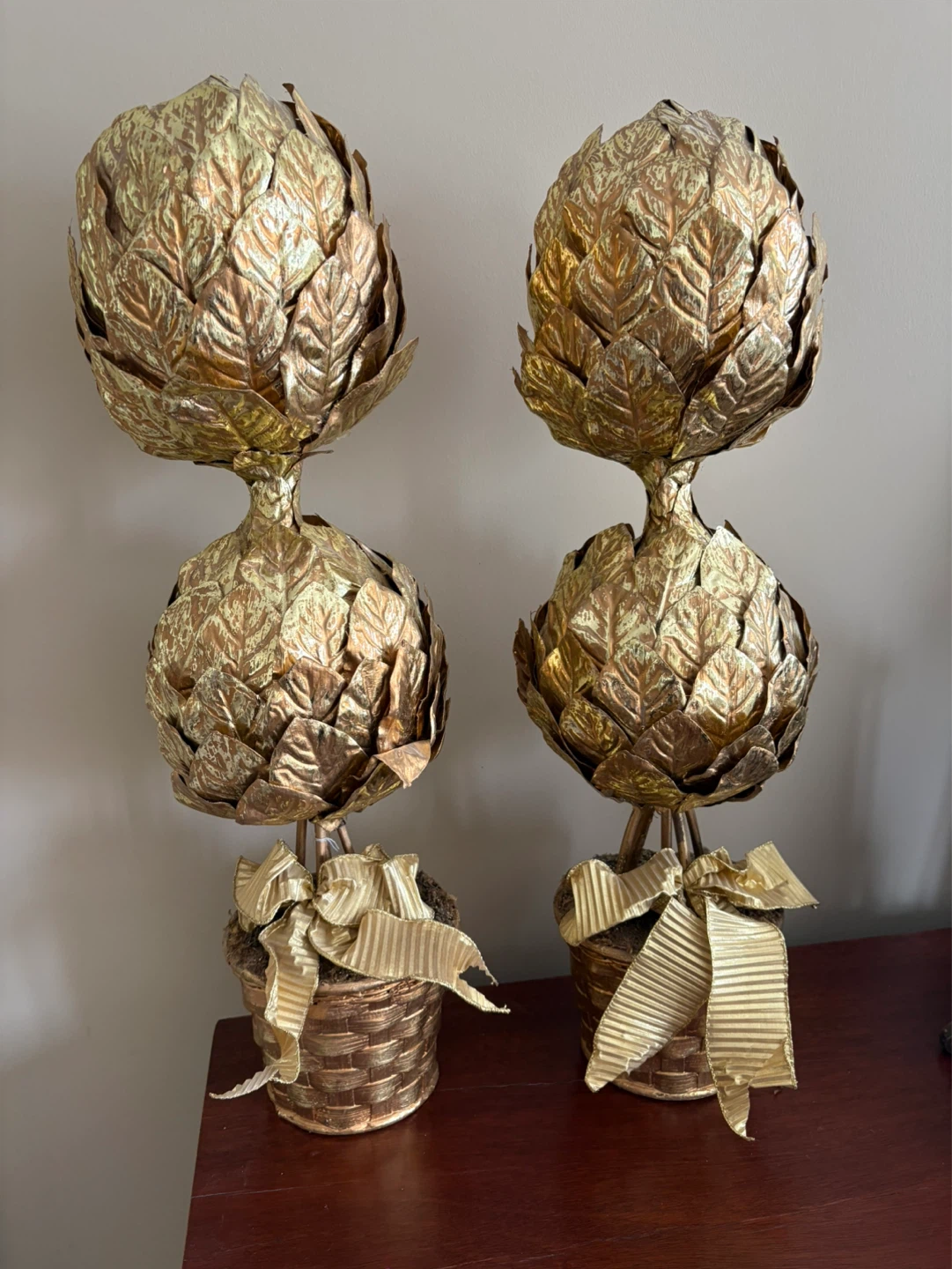 Set of 2 Gold Artichoke Topiary Decor - photo 2
