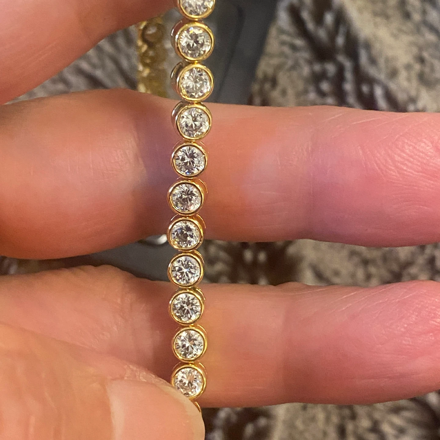 Gold Tone Tennis Bracelet with "925" Stamp