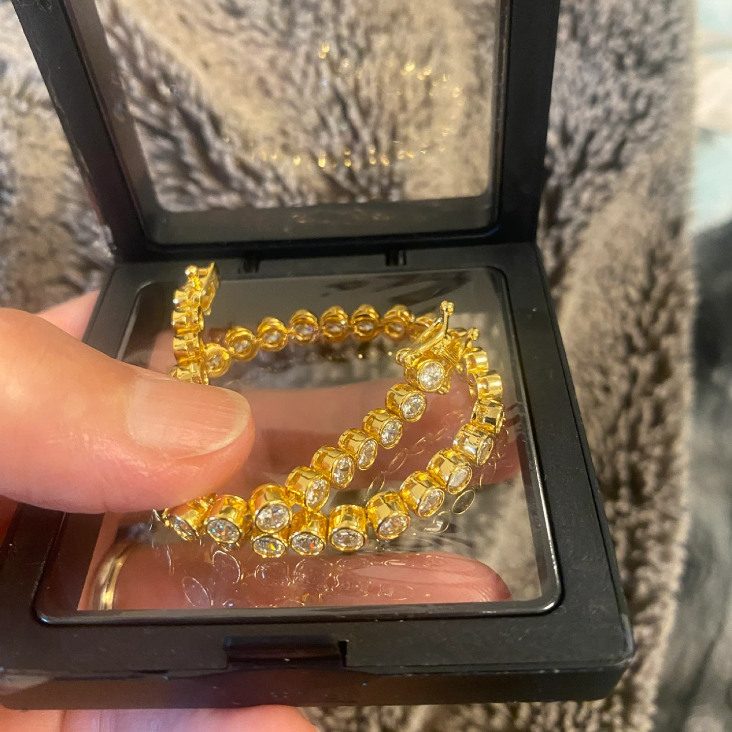 Gold Tone Tennis Bracelet with "925" Stamp - photo 4