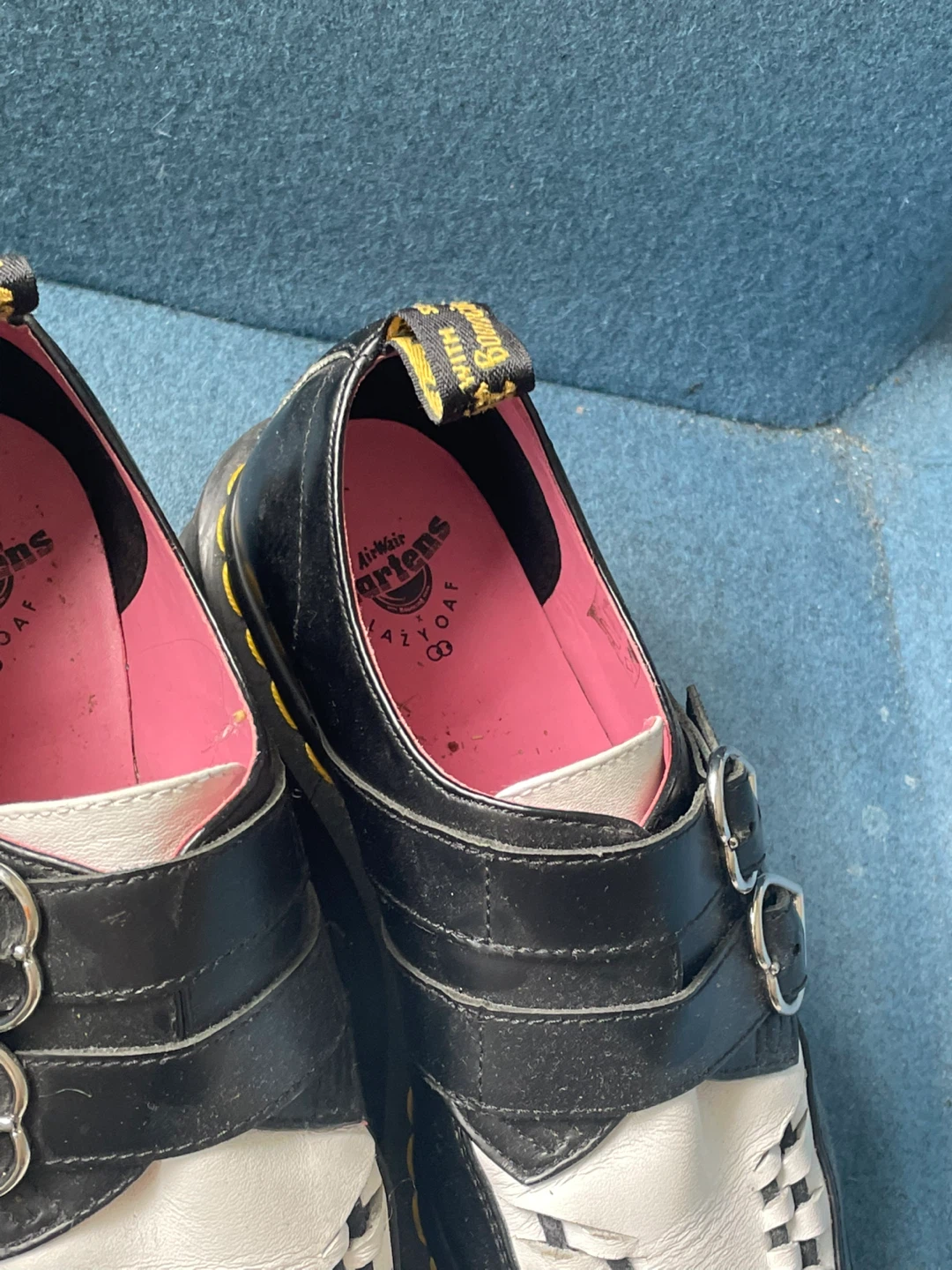Dr. Martens Lazy Oaf Black White Platform Heart Buckle Shoes - photo 4