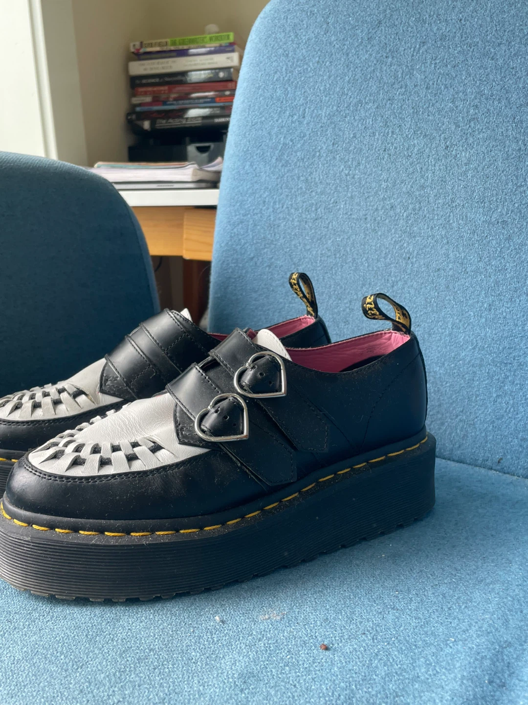 Dr. Martens Lazy Oaf Black White Platform Heart Buckle Shoes - photo 2