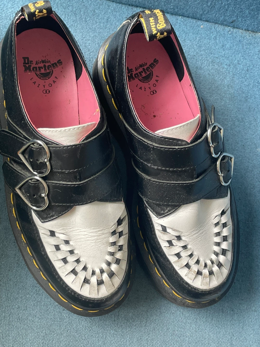Dr. Martens Lazy Oaf Black White Platform Heart Buckle Shoes - photo 5