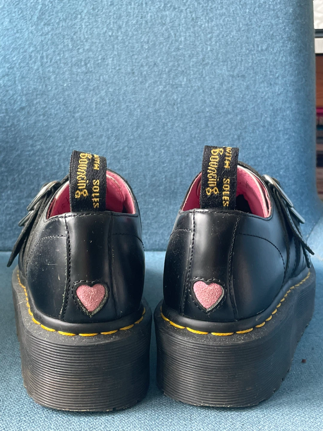 Dr. Martens Lazy Oaf Black White Platform Heart Buckle Shoes - photo 3