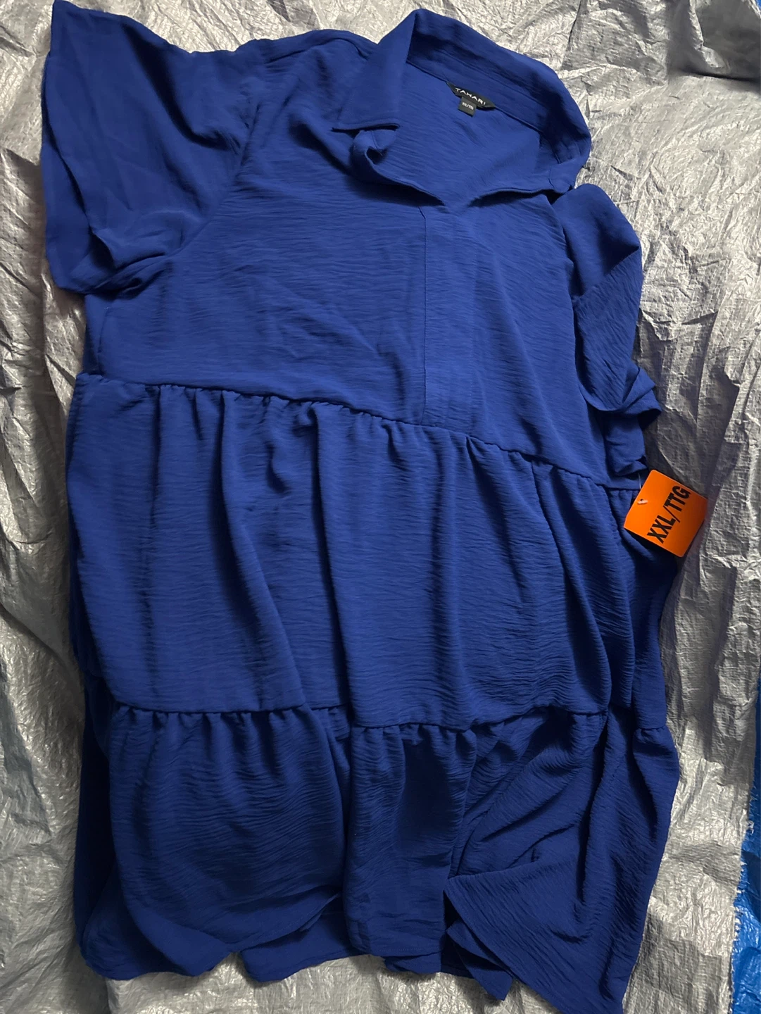 Tahari Blue Textured Tiered Dress - XXL - photo 2